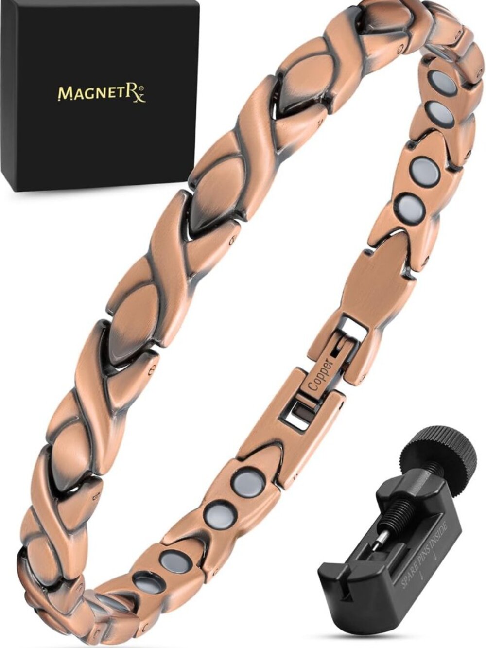 Stylish Pure Copper Magnetic Bracelet for Women - Adjustable XO Design, Pain
